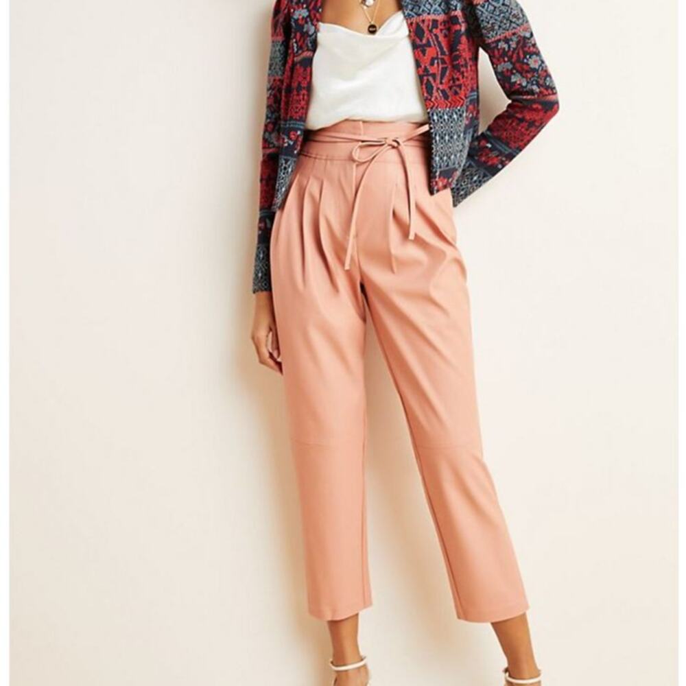 Anthropologie BlankNYC Chelsea Tapered Faux Leather Pleated Adjustable Belt Pant